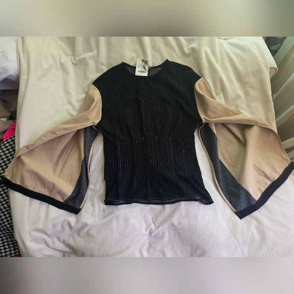 Zara Set Striped Sweatshirt Mixed Stripped + Pants Black/Sand size M BNWT - Picture 14 of 16